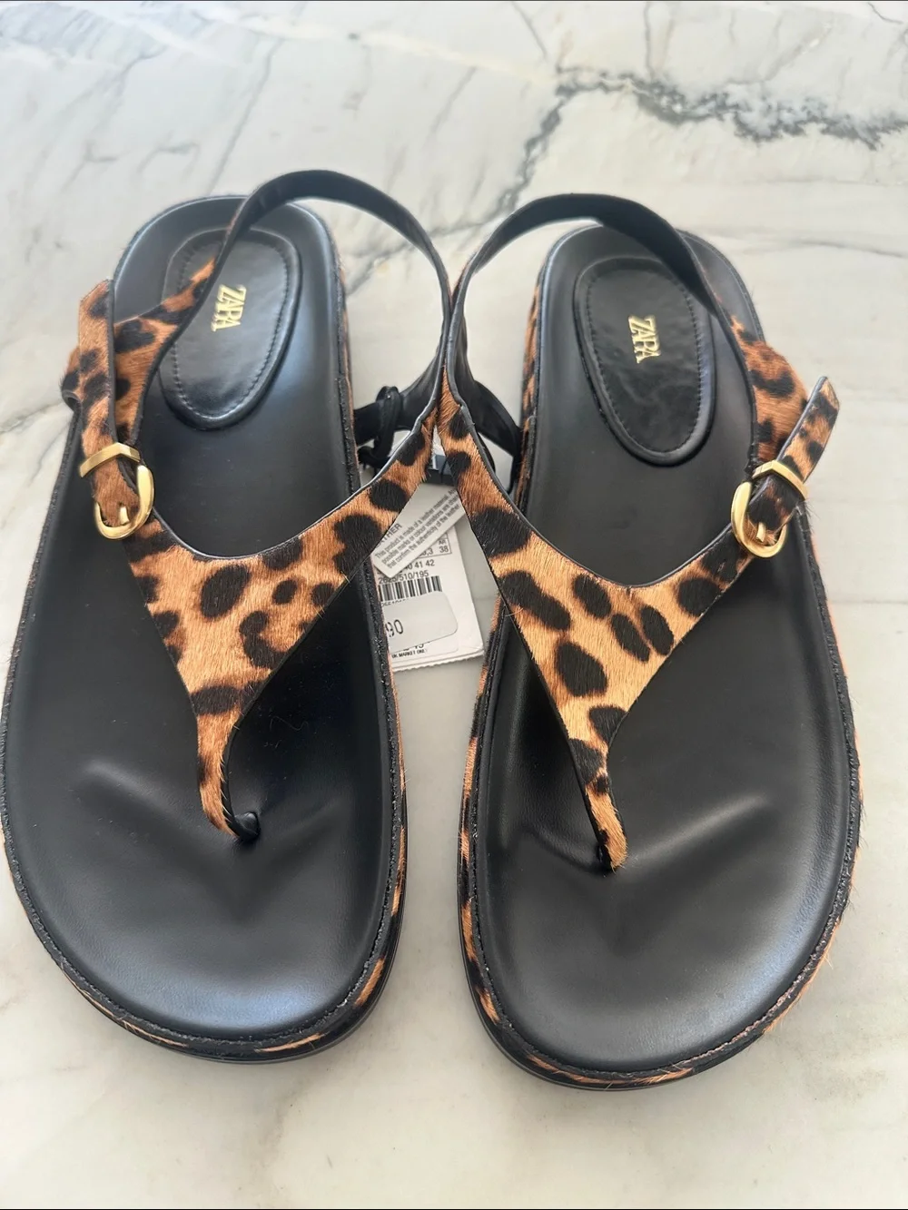 Zara Leopard-Print Thong Sandals with Black Footbed - Picture 3 of 5